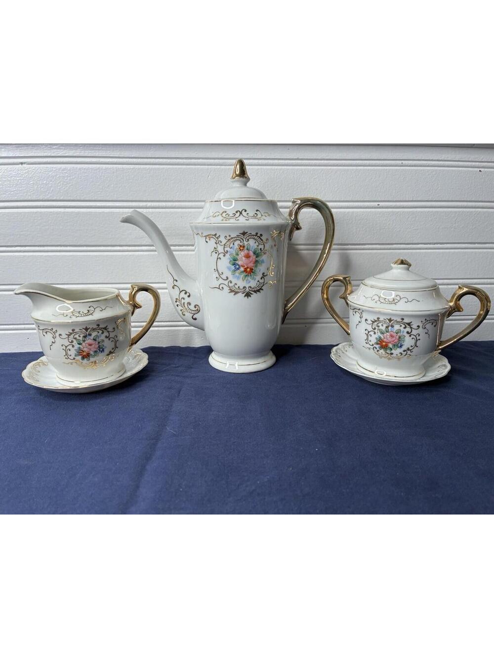 Vintage Fairyland China Floral Tea Set - Tea Pot, Creamer, Sugar Bowl - Japan